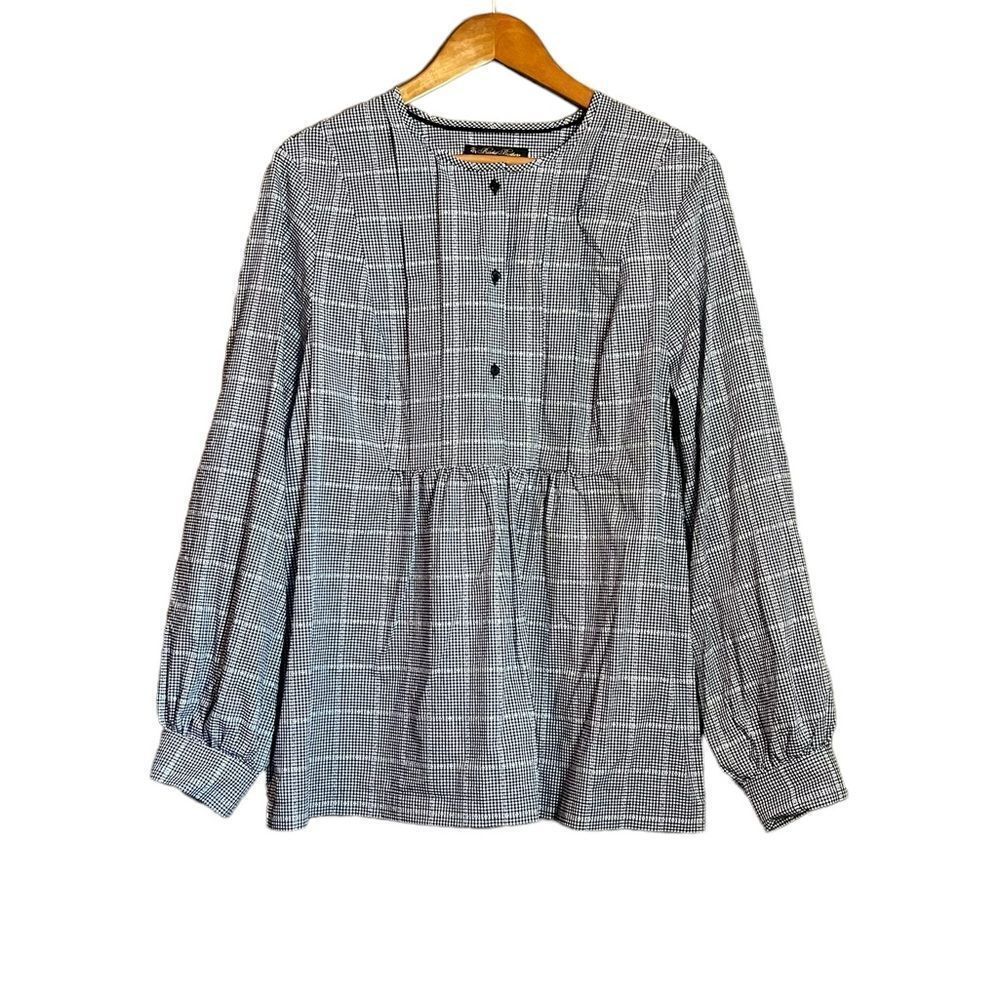 Brooks brothers gingham 1/4 button blouse
